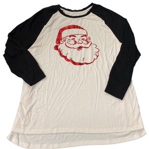 Metallic Red Santa Baseball Tee by State of Mine Size Medium Black and White